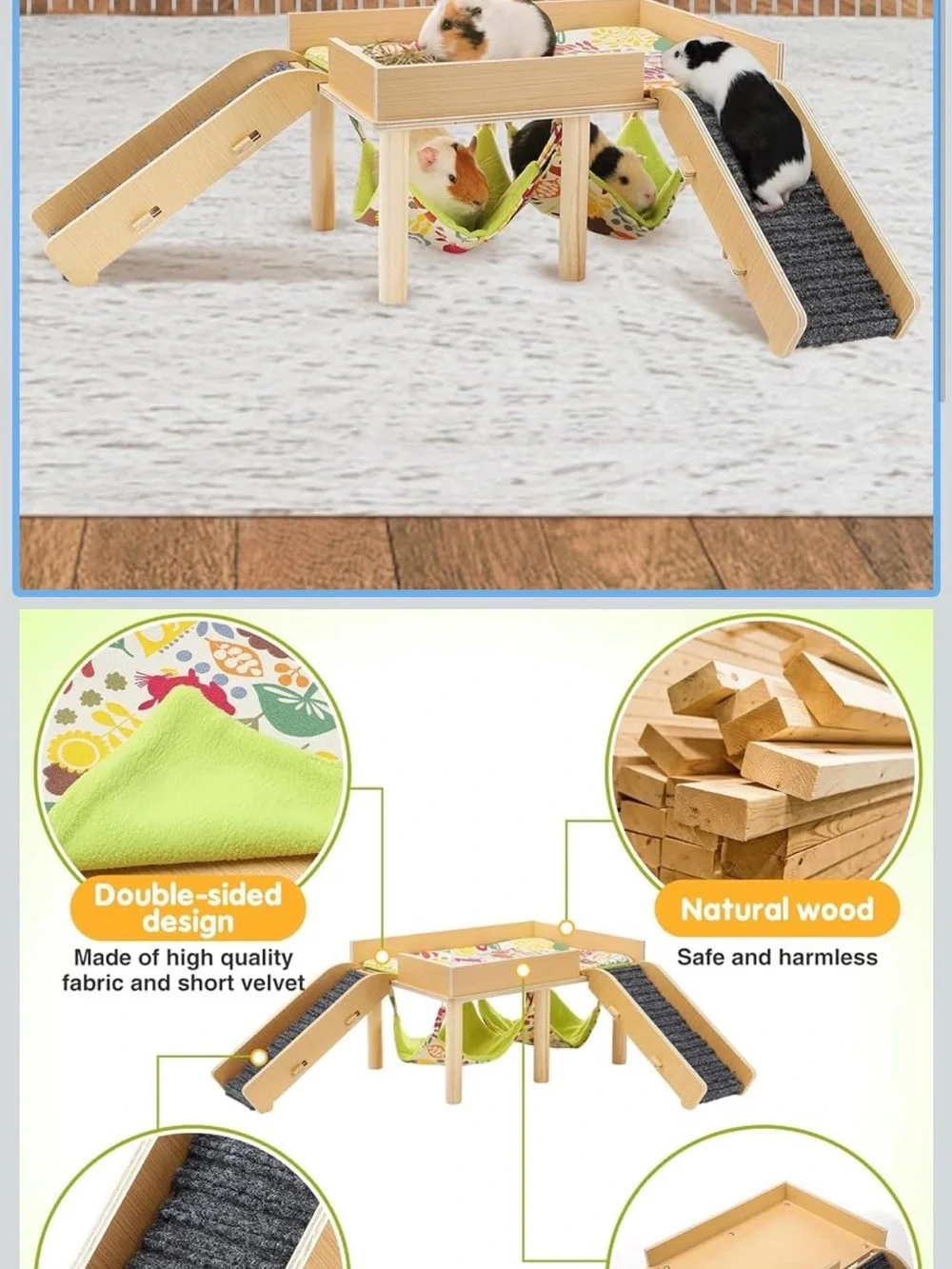 Small Pets Wooden Playstand with 2 Hammocks